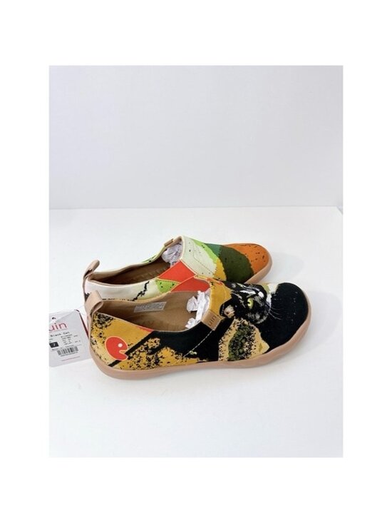 Men’s Size 7 UIN Black Cat Canvas Slip-On Art Travel Shoes main image 7